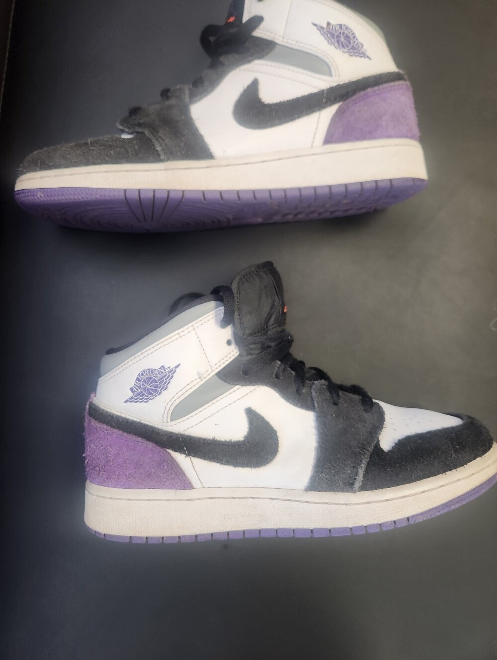 Nike High-Top Sneakers in White, Black & Purple 5.5 Jordans